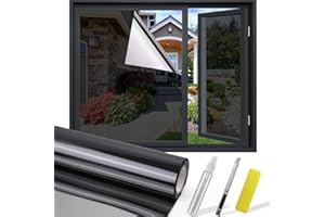 UIOK Pellicola per Vetri Finestre, Pellicola Adesiva per Vetri Nero Grigio Pellicola Oscurante Vetri Finestre, Pellicola Privacy Finestre 44.5x400cm Anti 99% UV Pellicola Oscurante per Ufficio Casa