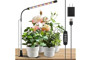 NIELLO Lampe pour plantes avec support, lampe de croissance à 20 LED avec minuterie 3/9/12H marche et arrêt et 3 modes de commutation et col de cygne réglable pour plantes d'intérieur (avec adaptateur)
