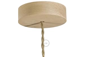 creative cables Kit para Florón rosetón de madera para lámparas colgantes, fácil montaje y conexionado, embellecedor de techo Ø 120 mm. Incluye instrucciones- Color Neutro madera natural