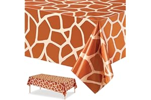 POPOYU 137 x 274cm Giraffedruck Tischdecke Dschungel-Safari-Tier Tischdecke Plastik Wasserdicht Giraffedruck Tisch Cover für Kinder und Erwachsene Geburtstagsfeier Dschungel-Safari-Motto-Partyzubehör