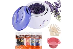 YIYICAS Wachswärmer Wax Warmer Heater Wachserhitzer Hair Removal Waxing Wachsgerät Heisswachs Haarentfernung mit 4 Wachsbohnen, 20 Holzspateln, 5 foil bowls- Augenbraue Gesicht Achsel Bikini Bein zu Hause