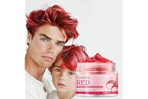 lonstin Purple Hair Colour Wax for Kids & Adults Temporary Hair Dye Wax 100g Wash Out, Non-Sticky Clay Mud Cream for Parties, Cosplay & Daily Fun (red, red)