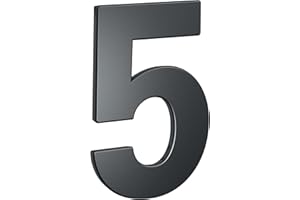 ‎BASI BASI | Hausnummern aus Stahl in Anthrazit | Zahlen 0-9 | Buchstaben a - c | inkl. Befestigungsmaterial | Ziffer 5