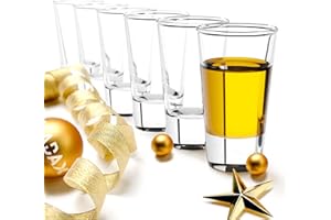 KADAX Juego de 6 vasos de chupito, 28 ml, vasos de chupito con base gruesa, vasos de chupito minimalistas, Chupito de cristal, Vasos para vodka (Transparente)