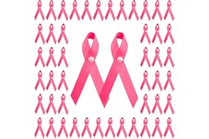 CRAFFANCY rubans foncé avec perle pour la sensibilisation au cancer du sein - Broche avec épingles à nourrice pour décoration de fête et événements (Deep Pink, 100)