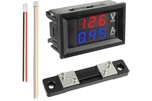 JAMHER 50A DC 0-100 V Amperometro digitale a LED da 0,28" Voltmetro con shunt, rivelatore rosso misuratore di corrente