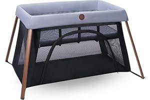 Maxi-Cosi Iris2, 2-in-1 Baby Travel Cot, 0-3 Years, 0-15 kg, Compact Travel Cot, 2 Levels, Side Entry Window, Foldable & Lightweight, Expandable Mattress, Environmentally Friendly, Essential Grey