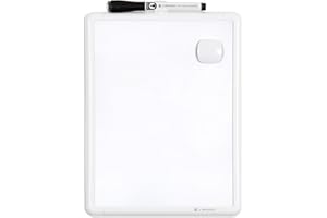 U Brands Whiteboard, Contempo Magnetic Dry Wipe Board 22x28 cm with White Modern Frame, Includes Marker, Clip and Magnet, Mini Wall White Board for Home, School, Office, Kitchen