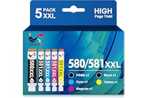 ONLYU PGI-580 CLI-581 XXL Druckerpatronen für Canon 580 581 Multipack für Canon tr8550 druckerpatronen für Canon TS6350 für PIXMA TR8550 TS705 TS6150 TR8500 TS8350(PGBK Schwarz Cyan Gelb Magenta)