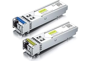 10Gtek a Pair of 1.25G SFP Bidi Transceiver 1000Base-BIDI, 1550nm/1310nm SMF, up to 20 km, for Cisco, Ubiquiti UniFi UF-SM-1G-S, Mikrotik, D-Link, Supermicro, Netgear and More.