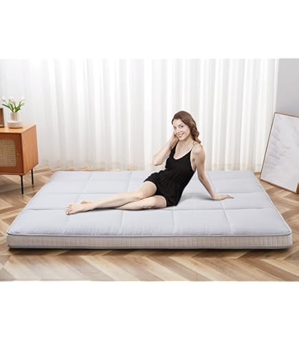 Matelas Futon Pliable Japonais - Portable Avec Sac Et Sangles - Pour Sol, Camping, Invités - Rembourrage Confortable - Bleu, 90x200 Cm