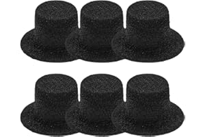 Abaodam 6Pcs Miniature Formal Hats Cloth Tiny Top Hats for Dolls Snowmen Party Supply for DIY Crafts Decorative Accessories