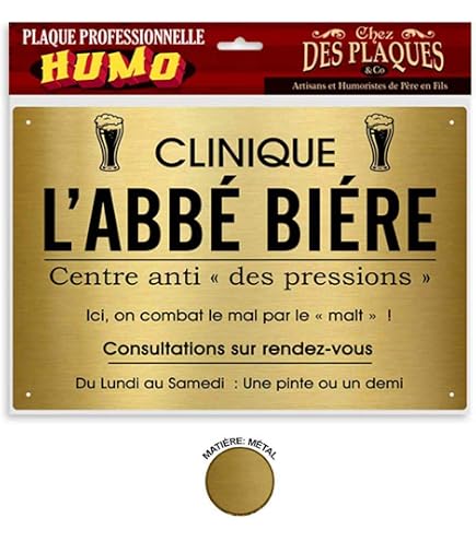 STC - Plaque Métal Humoristique "Centre D'Apéro-Thérapie" | 30 X 20 Cm | Décoration Bureau Ou Cuisine