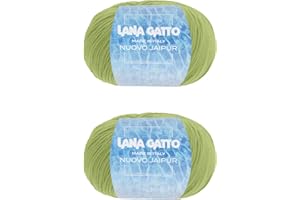 KALAPANTA Ovillos de algodón para tejer y crochet, línea Nuovo Jaipur de Lana Gatto, 2 ovillos 200m, 100g algodón (Verde - 6582, 2)