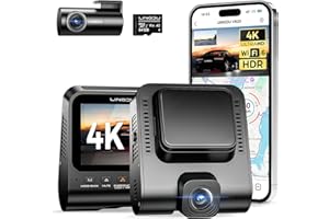 LINGDU V620 Dashcam Auto Vorne Hinten 4K+1080P, 2.4" IPS WiFi Dash Cam Auto Kamera mit 64GB SD Karte, Dual Auto Kamera mit Sprachausgabe, Parküberwachung, Super Nachtsicht, WDR, GPS, 170° Weitwinkel
