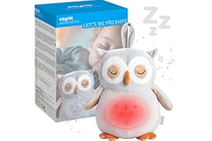 eSynic Baby Sleep Aid Wonderful Baby Gift Better Sleep White Noise Machine with 12 Soothing Sounds Red Light Baby Soother Owl Soft and Comfortable Baby Sound Machine Essentials for Baby Kids etc