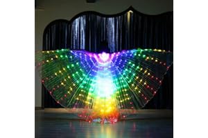 GSDGV Alas LED de Mariposa para Adultos, LED ISIS Wings Glow Up Disfraces de Danza del Vientre con Palos, 360 Grados Rendimiento apoyos LED para Carnaval Halloween Accesorios de Escenario (Colorido)