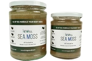 LIVING NEWELL Sea Moss Gel (with Bladderwrack and Burdock Root) | Organic Natural and wildcrafted in St Lucia | Containing Essential Vitamins and Minerals | Irish sea Moss Gel | Vegan superfood