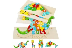 ZEYOU Puzzle in Legno per Bambini - 4 Pezzi Puzzle di Animali Montessori Giochi Bambino Educativi, Legno Giocattoli Bambini per 1 2 3 4 Anni, Puzzle Legno Giocattoli Educativi per le Abilità