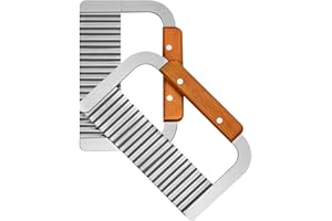 Moacc - Lot de 2 coupe-légumes lame ondulée - pour pommes de terre, courges, carottes - lame en acier inoxydable et poignée en bois