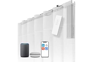 ABALON Rail à Rideaux Perfect Wave Motorisé, Moteur Wi-Fi Compatible avec Alexa, Google Home et l'application mobile Tuya Smart, Télécommande, Largeur jusqu'à 4 mètres, Blanc