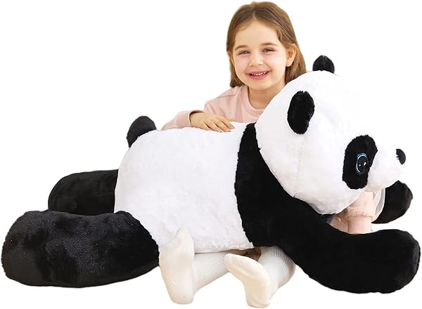 IKASA Groß Panda Kuscheltier Riesen Stofftier,Gross Plüschtier Riesige Plüsch Spielzeug 78cm Flauschige Jumbo Plüschtiere, Weich XXL XL Stofftiere Süße,Geschenk für Kinder (Schwarz, 78cm) - 1