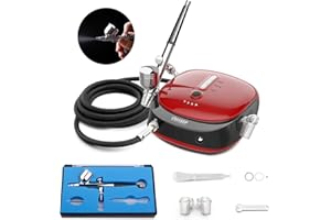 Oasser Dual Action Airbrush Compressor Kit with Rechargeable 1000mAh Lithium Battery, 0.3mm Nozzle 3 Mode Pressure Adjustment, 70 Min Wireless Airbrush for Model, Tattoo, Manicure, Cake, Painting