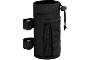 HUGWAIT Porte Gourde Velo Imperméable 24oz, Porte Bouteille sans Vis, Porte Bidon Velo avec Poche en Filet, Porte Gourde et Fermeture à Cordon, Pidon Porte Outil Velo pour Guidon de Vélos, Poussettes, Motos