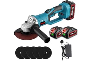 ONEVAN Cordless Angle Grinder Battery Power Tools - 125MM 18000RPM Rotatable Head Professional Electric Angle Grinder for Cutting, Grinding, Polishing and Rust Removal