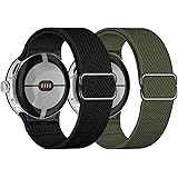 Nigaee 2-pack elastiska nylonremmar kompatibla med Google Pixel Watch 2/1 rem, stretchigt justerbart tyg andningsbart ersättn