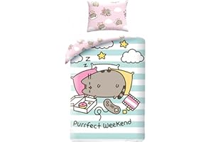 HALANTEX Pusheen Purrfect Weekend - Juego de cama reversible de una plaza - Funda Nórdica de 140 x 200 cm + Funda de Almohada de 70 X 90 cm