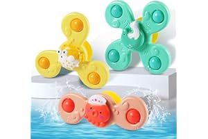 BuYupop Saugnapf Spielzeug Baby, 3 Stück Spinner mit Saugnapf, Sensorik Spielzeug Badewannenspielzeug, Baby Spinner Saugnapf, Fidget Spinner Baby, Wasserspielzeug Suction Cup Spinner Toy for Baby