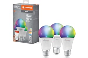 LEDVANCE Smarte LED-Lampe mit WiFi-Technologie für E27-Sockel, matte Optik,RGBW-Farben änderbar, Lichtfarbe änderbar (2700K-6500K), 1521 Lumen, Ersatz für herkömmliche 100W-Leuchtmittel, 3-er Pack