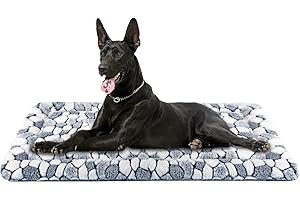 VANKEAN Élégant Tapis de Cage pour Chien réversible, Tapis de Couchage Doux pour Animal de Compagnie Convient pour Les Chiens et Chats de Petite et Grande Taille Lavable en Machine Motif Pierre Grise