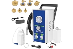 ‎PLAYOCCAR Bremsenentlüftungsgerät, KFZ Bremsenentlüftungsgerät vollautomatische Maschine mit 1 Abfallölbehälter und 7 Adapterstutzen für verschiedene Fahrzeuge 220/12V Stromnetz geeignet.Druck 0-3 bar.