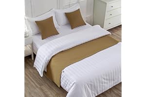 QRGMKL Corredor de Cama Premium para pie de Cama, Bufanda de Cama de Color sólido Colcha de Lino de algodón decoración del hogar Protector de Cama de Dormitorio-Light Coffee||210X50cm for 1.5m Bed