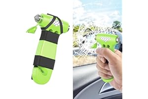 ZYEKIU Martillo Seguridad Coche, 3 en 1 Rompe Cristales y Cinturones, Mini Martillo Rompe Cristales Coche, Cortador de CinturóN de Seguridad Rompeventanas para Varios Vehículos (Verde)