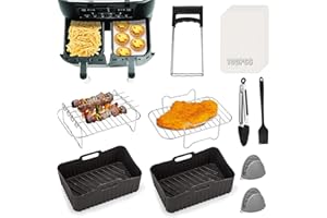 Shulltji Heißluftfritteusen Zubehör für Ninja Foodi AF400EU, AF300EU, Emerio, Princess, Innsky, COSORI, Tower 7,6L/8L/9L/9,5L Dual Zone Heißluftfritteuse Air Fryer Accessories