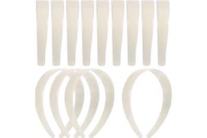 HESTYA White Craft - Fasce per capelli in plastica, 2,5 cm, tinta unita, senza denti, per fai da te (20 pezzi)