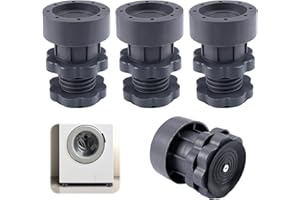 PETGLIMMER 4 Pièces Pied Machine a Laver Réglables, Hauteur Réglable de 10 à 12 cm, Universel Patins Amortisseurs Antivibration pour Réfrigérateur, Sèche-Linge, Meubles, Réduction du Bruit et des Vibrations