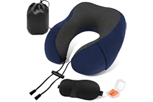 ARTREE Cuscino da Viaggio Memory Foam Cuscino Aereo, Cuscino per il Collo Inclusa Maschera per Dormir, Borsa per Trasporto, Cuscino Cervicale da Viaggio ideale per Aereo Auto Ufficio