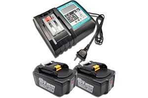 FengWings® Batería de repuesto para Makita de 18 V con cargador DC18RC BL1830 BL1850 BL1860 | BMR100 BMR102 DMR102 DMR105 DMR108 DMR110 BMR104 BMR103 5,0 Ah BL1850B DMR104 DMR105 DMR106