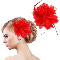 MWOOT 1920er Jahre Haarspangen – 2 Stück, Mit Federn & Blumen, Ca. 11 Cm, Für Partys & Hochzeiten