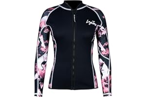 LayaTone Wetsuit Top Womens Jacket Optional Neoprene/Lycra Sleeve 3mm Neoprene Front Zipper Wetsuits Tops for Surfing Diving Snorkeling Kayaking