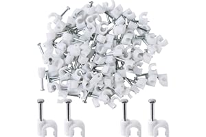 MOSTFUN 200PCS Cable Clips White Electrical Cable Wall Clips with Nail Wire Tidy for Home Office (4mm)