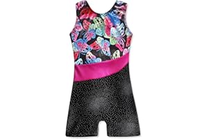 XiaoMoSha Body da Ginnastica per Ragazze Dance Unitards Ribbon Sparkle Body Senza Maniche per Bambini 3-14 Anni