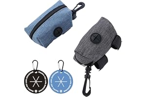 RobLuX 2 Stück Kotbeutelspender mit 2 Stück Kotbeutelhalter,Tragbarer Hundekotbeutelhalter,Hundekotbeutelspender Geeignet zum Spazierengehen und Laufen mit Haustieren (Blau/Grau)