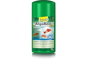 Tetra Pond AlgoRem – Traitement de l’Eau des Bassins de Jardin – Elimine l’eau verte et Limite la formation des Algues – Favorise une Eau Claire et Saine en 24H – 1 L