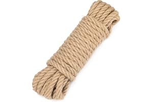 ‎JIJACRAFT jijAcraft 12mm Sisal Seil zum Basteln: Natur Dicke Hanfseil Kokosseil 10m Kordel für Katzen Kratzbaum Jute Tau Geflochten für Kletternetz, Seil Baum Anbinden für Umzugskartons, Wasserschildkröten