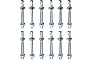 QHKLEW 12 Pièces Goujon Ancrage M10 x 90 mm, Boulon D'Ancrage en Acier Galvanisé, Boulons à Expansion Robustes, Goujons Ancrage en Acier Galvanise, pour Fixation Charges Lourdes, Béton, Maçonnerie